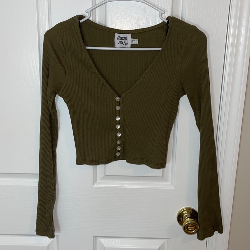 Princess Polly Button down long sleeve crop top